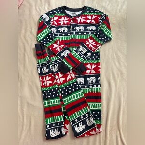 Lazy One Red and Green Pajama Set with Nordic Patterns